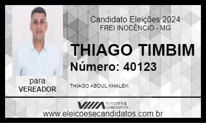 Candidato THIAGO TIMBIM 2024 - FREI INOCÊNCIO - Eleições