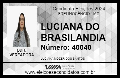 Candidato LUCIANA DO BRASILANDIA 2024 - FREI INOCÊNCIO - Eleições