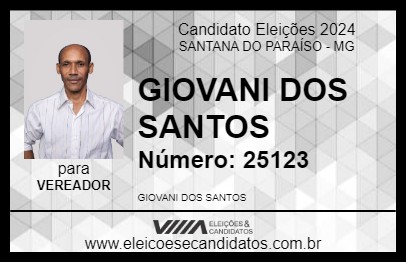 Candidato GIOVANI DOS SANTOS 2024 - SANTANA DO PARAÍSO - Eleições