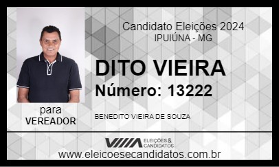 Candidato DITO VIEIRA 2024 - IPUIÚNA - Eleições