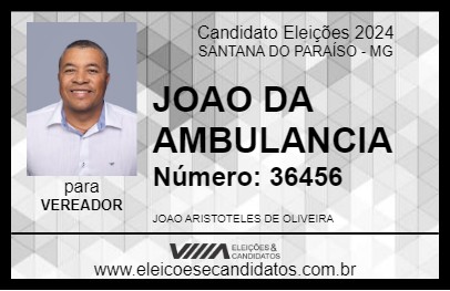 Candidato JOAO DA AMBULANCIA 2024 - SANTANA DO PARAÍSO - Eleições