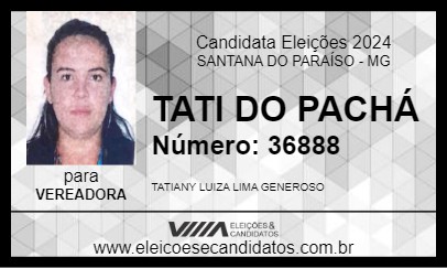 Candidato TATY DO GUINCHO 2024 - SANTANA DO PARAÍSO - Eleições