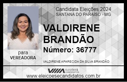 Candidato VALDIRENE BRANDÃO 2024 - SANTANA DO PARAÍSO - Eleições