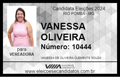 Candidato VANESSA OLIVEIRA 2024 - RIO POMBA - Eleições