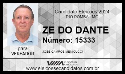 Candidato ZE DO DANTE 2024 - RIO POMBA - Eleições