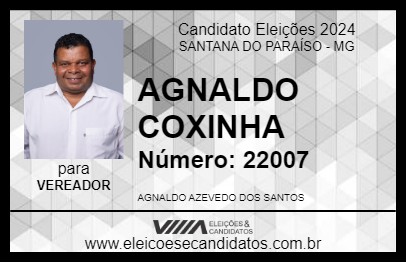 Candidato AGNALDO COXINHA 2024 - SANTANA DO PARAÍSO - Eleições