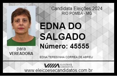 Candidato EDNA DO SALGADO 2024 - RIO POMBA - Eleições