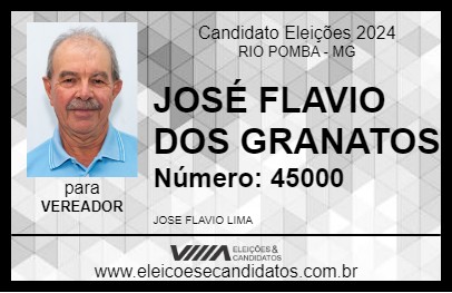 Candidato JOSÉ FLAVIO DOS GRANATOS 2024 - RIO POMBA - Eleições