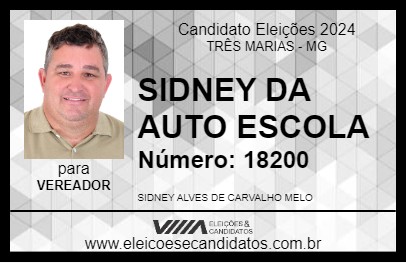 Candidato SIDNEY DA AUTO ESCOLA 2024 - TRÊS MARIAS - Eleições