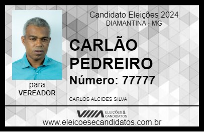 Candidato CARLÃO PEDREIRO 2024 - DIAMANTINA - Eleições