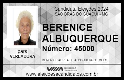 Candidato BERENICE ALBUQUERQUE 2024 - SÃO BRÁS DO SUAÇUÍ - Eleições