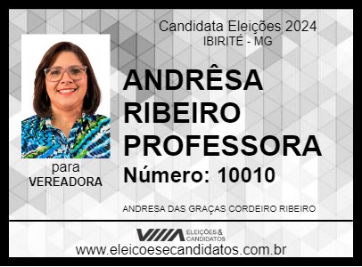 Candidato ANDRÊSA RIBEIRO PROFESSORA 2024 - IBIRITÉ - Eleições