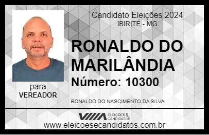 Candidato RONALDO DO MARILÂNDIA 2024 - IBIRITÉ - Eleições