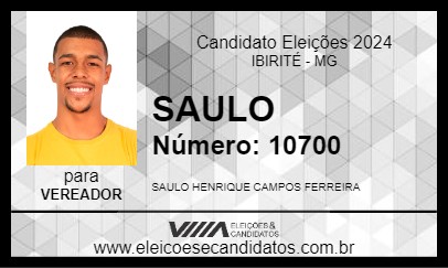 Candidato SAULO BURACO DO TATU 2024 - IBIRITÉ - Eleições