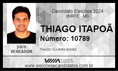 Candidato THIAGO ITAPOÃ 2024 - IBIRITÉ - Eleições