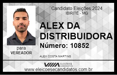 Candidato ALEX DA DISTRIBUIDORA 2024 - IBIRITÉ - Eleições