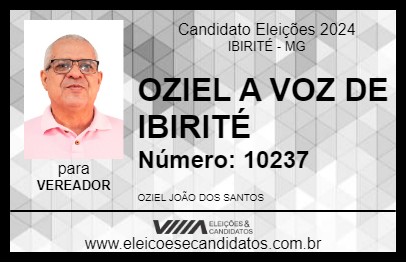 Candidato OZIEL A VOZ DE IBIRITÉ 2024 - IBIRITÉ - Eleições