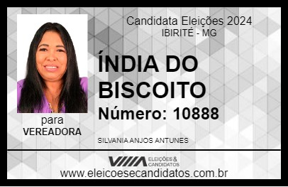 Candidato ÍNDIA DO BISCOITO 2024 - IBIRITÉ - Eleições