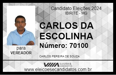 Candidato CARLOS DA ESCOLINHA 2024 - IBIRITÉ - Eleições