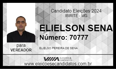 Candidato ELIELSON SENA 2024 - IBIRITÉ - Eleições