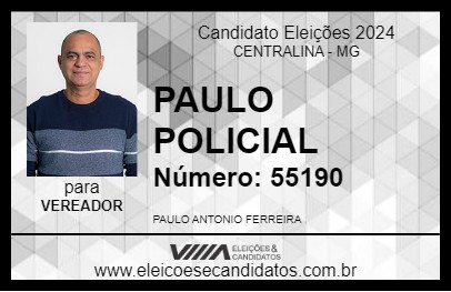 Candidato PAULO POLICIAL 2024 - CENTRALINA - Eleições