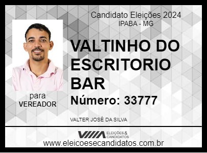 Candidato VALTINHO DO ESCRITORIO BAR 2024 - IPABA - Eleições