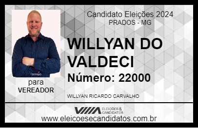 Candidato WILLYAN DO VALDECI 2024 - PRADOS - Eleições