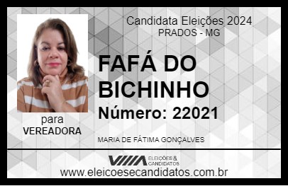 Candidato FAFÁ DO BICHINHO 2024 - PRADOS - Eleições