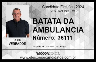 Candidato BATATA DA AMBULANCIA 2024 - CENTRALINA - Eleições