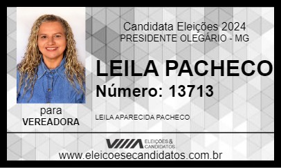 Candidato LEILA PACHECO 2024 - PRESIDENTE OLEGÁRIO - Eleições