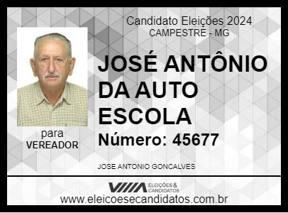 Candidato JOSÉ ANTÔNIO DA AUTO ESCOLA 2024 - CAMPESTRE - Eleições