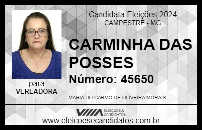 Candidato CARMINHA DAS POSSES 2024 - CAMPESTRE - Eleições