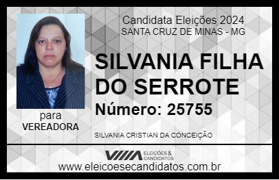 Candidato SILVANIA FILHA DO SERROTE 2024 - SANTA CRUZ DE MINAS - Eleições