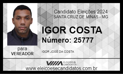 Candidato IGOR COSTA 2024 - SANTA CRUZ DE MINAS - Eleições