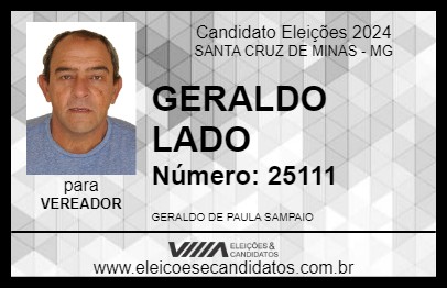 Candidato GERALDO LADO 2024 - SANTA CRUZ DE MINAS - Eleições