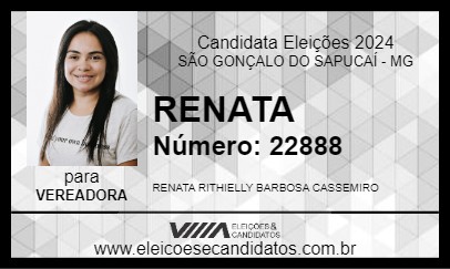 Candidato RENATA 2024 - SÃO GONÇALO DO SAPUCAÍ - Eleições