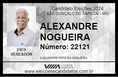 Candidato ALEXANDRE NOGUEIRA 2024 - SÃO GONÇALO DO SAPUCAÍ - Eleições