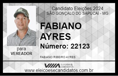 Candidato FABIANO AYRES 2024 - SÃO GONÇALO DO SAPUCAÍ - Eleições