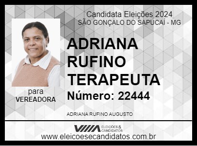 Candidato ADRIANA RUFINO TERAPEUTA 2024 - SÃO GONÇALO DO SAPUCAÍ - Eleições