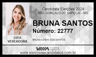 Candidato BRUNA SANTOS 2024 - SÃO GONÇALO DO SAPUCAÍ - Eleições