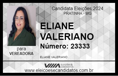 Candidato ELIANE VALERIANO 2024 - PRATINHA - Eleições