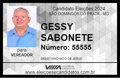 Candidato GESSY SABONETE 2024 - SÃO DOMINGOS DO PRATA - Eleições