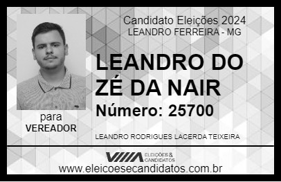 Candidato LEANDRO DO ZÉ DA NAIR 2024 - LEANDRO FERREIRA - Eleições