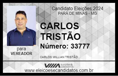 Candidato CARLOS TRISTÃO 2024 - PARÁ DE MINAS - Eleições