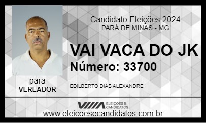 Candidato VAI VACA DO JK 2024 - PARÁ DE MINAS - Eleições