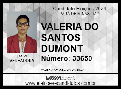 Candidato VALERIA DO SANTOS DUMONT 2024 - PARÁ DE MINAS - Eleições