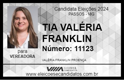 Candidato TIA VALÉRIA FRANKLIN 2024 - PASSOS - Eleições