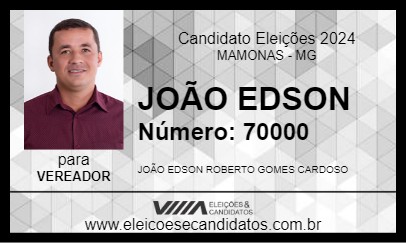 Candidato JOÃO EDSON 2024 - MAMONAS - Eleições