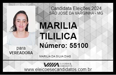 Candidato MARILIA TILILICA 2024 - SÃO JOSÉ DA VARGINHA - Eleições