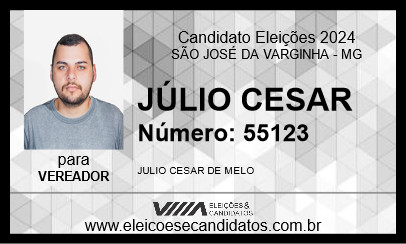 Candidato JÚLIO CESAR 2024 - SÃO JOSÉ DA VARGINHA - Eleições